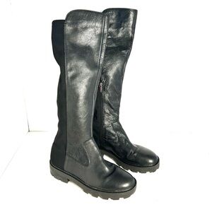 Vince Camuto Tencoli Leather Knee High Stretch Back Platform Boot Black Size 8.5